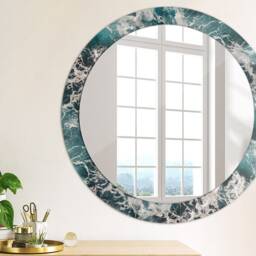 stormy Sea, Blue, Round Mirror Frame, Decorative Mirror, Frame Print, Unique Wall - thumbnail 3