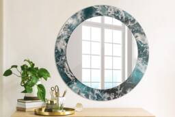 stormy Sea, Blue, Round Mirror Frame, Decorative Mirror, Frame Print, Unique Wall