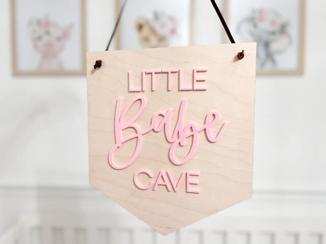 Little Babe Cave Sign, Man Cave, Girl Nursery Decor, Girls Room Playroom Safari Nursery, Kids Wall Art, Door - image 1