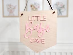 Little Babe Cave Sign, Man Cave, Girl Nursery Decor, Girls Room Playroom Safari Nursery, Kids Wall Art, Door - thumbnail 1