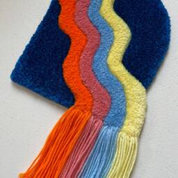 Hand Made Tufted Rug - Rainbow Waterfall Home Creative Aesthetic Decor Real Handmade Round Wall Carpet Pictire 100% Acrylic - thumbnail 2