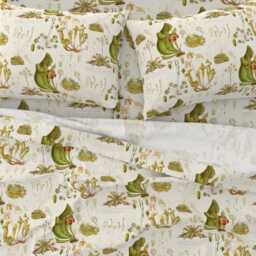 Botanical Sheets - Carnivorous Plant Illustration By Thecalvarium Vintage Style Sundew Cotton Sateen Sheet Set Bedding Spoonflower - thumbnail 3