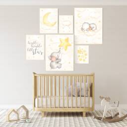Elephant Nursery Decor Neutral Baby Wall Art Prints - thumbnail 2