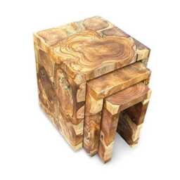 Teak Root Nest Of 3 Square Tables 45cm - thumbnail 3