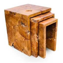Teak Root Nest Of 3 Square Tables 45cm - thumbnail 4