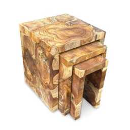 Teak Root Nest Of 3 Square Tables 45cm - thumbnail 2
