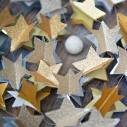 Christmas Decor, Holiday Modern Christmas, Gold Star Garland, Mantle, Traditional Holidayunique Gift - thumbnail 2