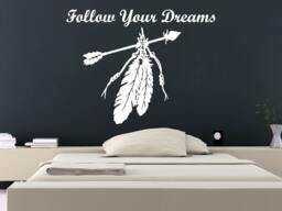 Dreamcatcher Wall Decals Quote Follow Your Dreams Vinyl Sticker Feather Arrow Boho Bedding Dream Catcher Decal Bedroom Bohemian Ms764 - thumbnail 1