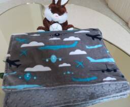 Aviator Baby Blanket, Teal Airplane Minky Cuddle Fabric, Shower Gift, Usa Handcrafted