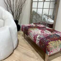 Handmade Elle Printed Ottoman Footstool, Chesterfield Style - thumbnail 2