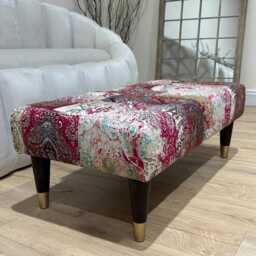 Handmade Elle Printed Ottoman Footstool, Chesterfield Style - thumbnail 4