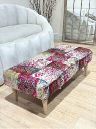 Handmade Elle Printed Ottoman Footstool, Chesterfield Style - thumbnail 1
