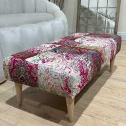 Handmade Elle Printed Ottoman Footstool, Chesterfield Style - thumbnail 3