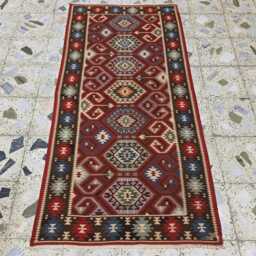 Handmade Afghan Kilim Rug Tribal Geometric Wool Runner, 6.2 X 3.2 Ft - thumbnail 2