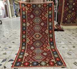 Handmade Afghan Kilim Rug Tribal Geometric Wool Runner, 6.2 X 3.2 Ft - thumbnail 1
