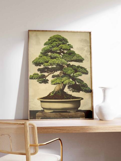 Bonsai Tree Poster, Japanese Print, Floral Traditional Wall Art, Oriental Poster - image 1