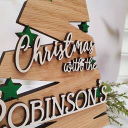 Personalized Wooden Christmas Tree Family Name Ornament - thumbnail 4