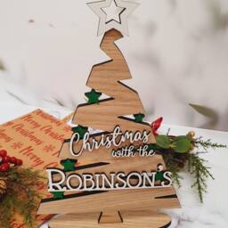Personalized Wooden Christmas Tree Family Name Ornament - thumbnail 2
