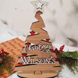 Personalized Wooden Christmas Tree Family Name Ornament - thumbnail 3