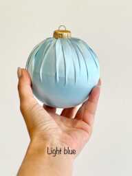Handmade Light Blue Satin Christmas Ball Ornament - thumbnail 1