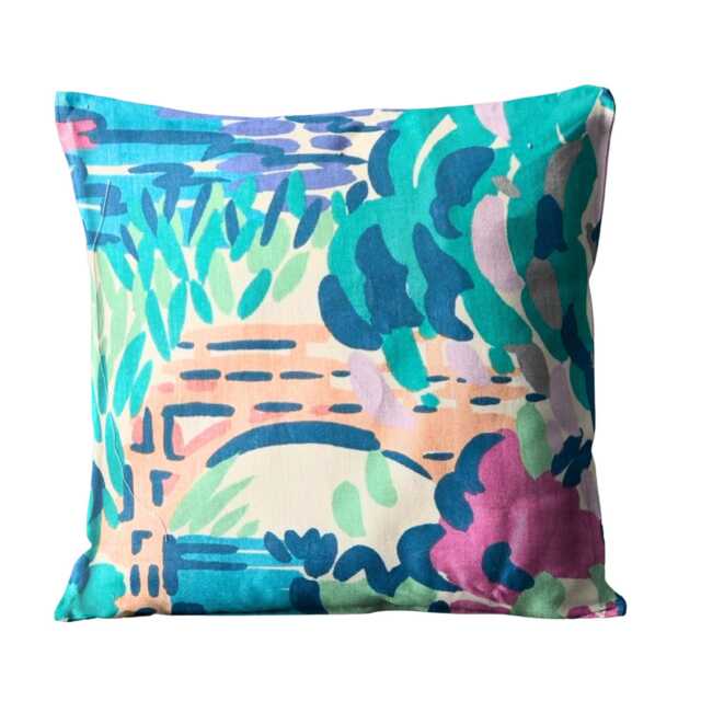 Liberty Cotton Cushion Cover Teal, Green, Pink Floral Throw Pillow - image 1
