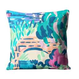 Liberty Cotton Cushion Cover Teal, Green, Pink Floral Throw Pillow - thumbnail 1