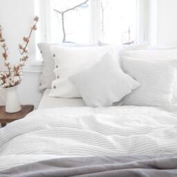 Grey Striped Linen Duvet Cover - Soft Stonewashed Natural Bedding, Queen & King Sizes - thumbnail 2