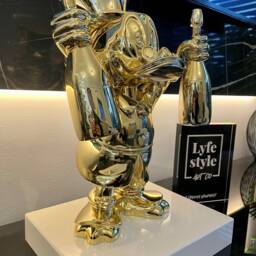 Chrome Decor - Sculpture Pop Art Gold Statue Alec Monopoly Inspired Bear Brick Kaws