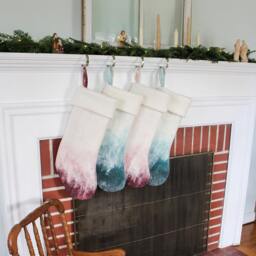 Wool Christmas Stockings, Blush With Burgundy, Emerald Mint, Thick & Cozy - thumbnail 4