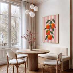 Pink Pantry Oranges - Citrus Wall Art Kitchen Print Vintage Style Fruit Illustration - thumbnail 2