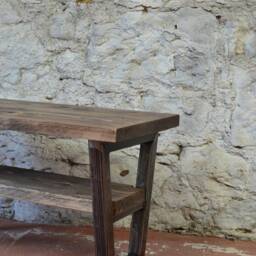 Handmade Reclaimed Wood Hallway Bench Industrial Steel Frame Shoe Rack - thumbnail 3