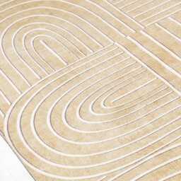Rug - Geometric Design in Neutral Beige Tones- Oversize Large Medium- Small Area Rugs For Living Room Bedroom Home Scandinavian Decor - thumbnail 2