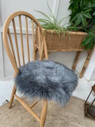 Classic Mid Grey Sheepskin Seatpad, Genuine Sheepskin, Accessories, Furry Seat Cushion, Amazing Gift - thumbnail 1