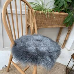 Classic Mid Grey Sheepskin Seatpad, Genuine Sheepskin, Accessories, Furry Seat Cushion, Amazing Gift - thumbnail 2