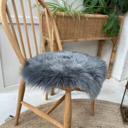 Classic Mid Grey Sheepskin Seatpad, Genuine Sheepskin, Accessories, Furry Seat Cushion, Amazing Gift - thumbnail 3