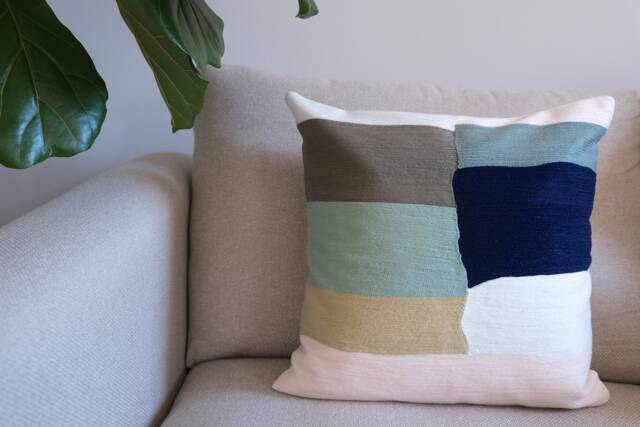Tufted Geometric Cotton Cushion Cover Earthy Embroidered Pillow - 45cm - image 1