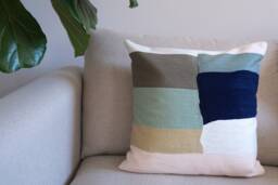 Tufted Geometric Cotton Cushion Cover Earthy Embroidered Pillow - 45cm - thumbnail 1