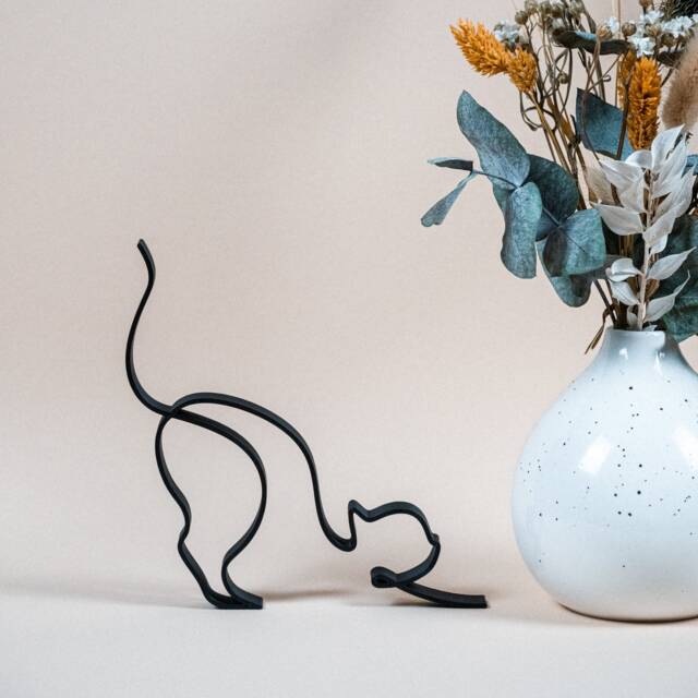 Cat - Line Art 3D Print Personalizable Modern Decoration & Gift Idea For Lovers - image 1