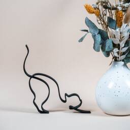 Cat - Line Art 3D Print Personalizable Modern Decoration & Gift Idea For Lovers - thumbnail 1