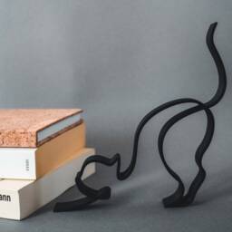 Cat - Line Art 3D Print Personalizable Modern Decoration & Gift Idea For Lovers - thumbnail 3