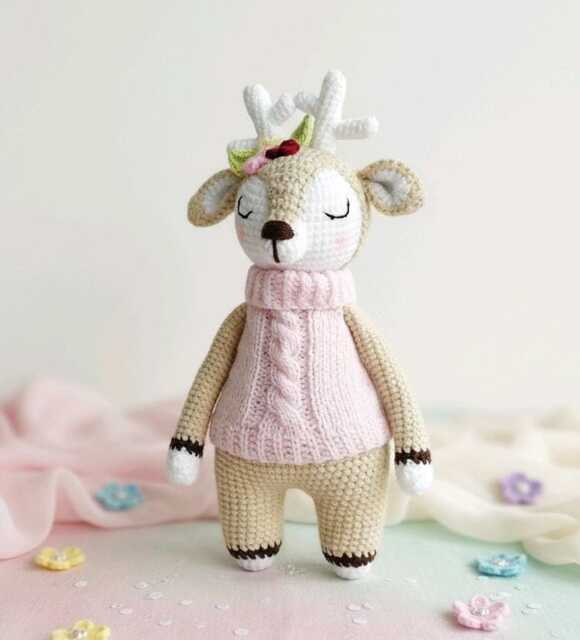Reindeer Matilda Crocheted Cuddly Toy, Handmade With Love, Beautiful Gift For Birthdays, Baby Showers, Christenings Or Any Other Occasion - image 1