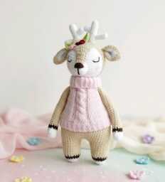 Reindeer Matilda Crocheted Cuddly Toy, Handmade With Love, Beautiful Gift For Birthdays, Baby Showers, Christenings Or Any Other Occasion - thumbnail 1