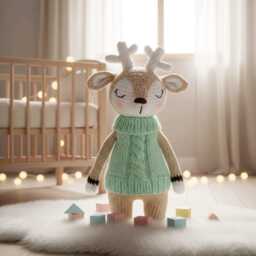 Reindeer Matilda Crocheted Cuddly Toy, Handmade With Love, Beautiful Gift For Birthdays, Baby Showers, Christenings Or Any Other Occasion - thumbnail 3