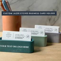 Personalized Concrete Business Card Holder Modern Office Desk Accessory With Custom Logo - thumbnail 2