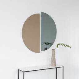 Set Of 2 Luna??? Half-Moon Bronze & Black Tinted Contemporary Frameless Round Mirrors - Large, Xl - thumbnail 1