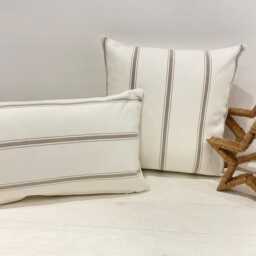 Villa Nova Roma Tiber Canvas Birch Fabric Cushion Covers/ Striped/Horizontal Square Rectangle /Modern Cottage Farmhouse - thumbnail 4