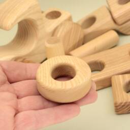 Handmade Wooden Car Constructor Montessori Stacking Toy With Trailer - thumbnail 3