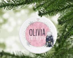 Gonk Gonks Christmas Personalised Pink Nay Kids Gift Present Keepsake Novelty Bauble Tree Xmas Son Mum Girlfriend Dad Daughter - thumbnail 1