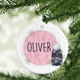 Gonk Gonks Christmas Personalised Pink Nay Kids Gift Present Keepsake Novelty Bauble Tree Xmas Son Mum Girlfriend Dad Daughter - thumbnail 2