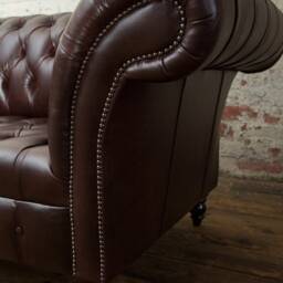 Handmade 2 Seater Vintage Dark Brown Leather Chesterfield Sofa - thumbnail 3